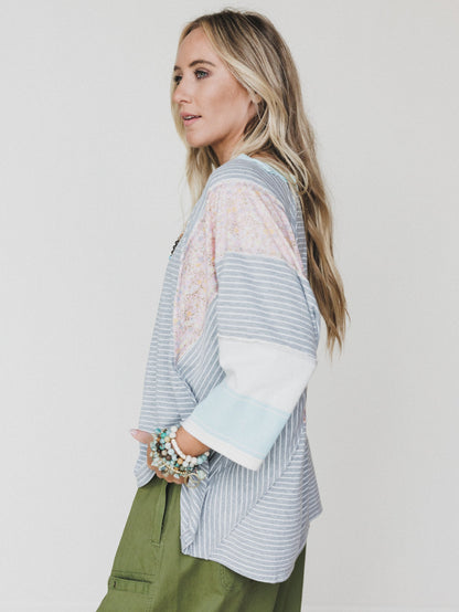 Britt Patchwork Top - Heather Gray