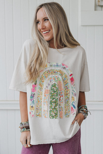Arch Of Dreams Patchwork Top - Beige