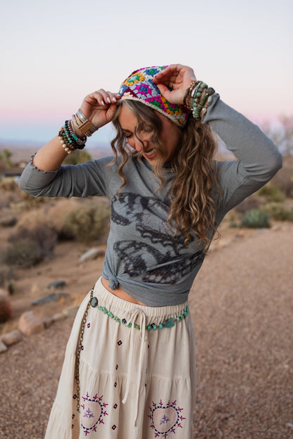 Chasing Butterflies Mesh Top - Gray