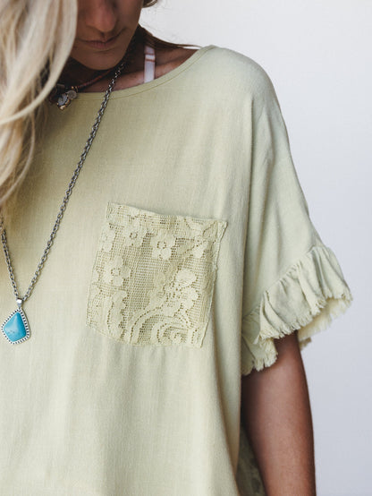 Zhara Lace Back Top - Green Tea