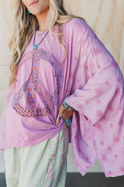 Peace Path Embroidered Top - Rose
