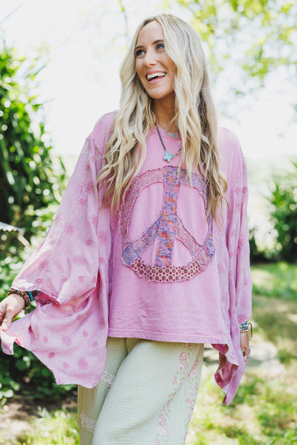 Peace Path Embroidered Top - Rose