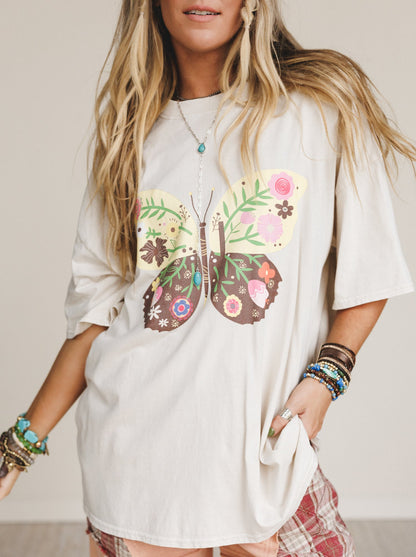 Winged Bloom Top - Beige