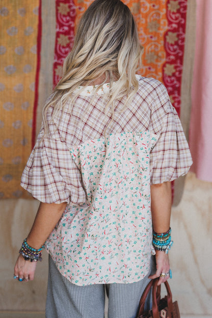 Wild Chamomile Bubble Sleeve Top - Natural