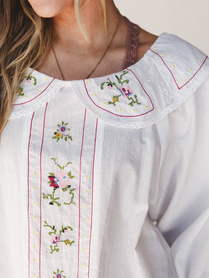 Hints of Spring Blouse - White