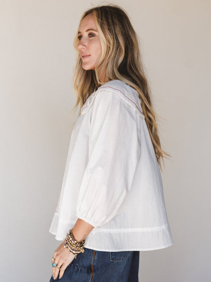 Hints of Spring Blouse - White