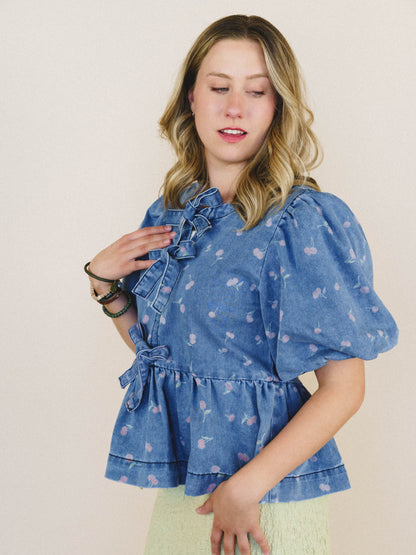 Blooming Beginnings Blouse - Washed Denim