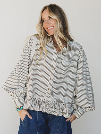 She's A Natural Ruffle Hem Blouse - Ivory