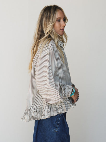 She's A Natural Ruffle Hem Blouse - Ivory