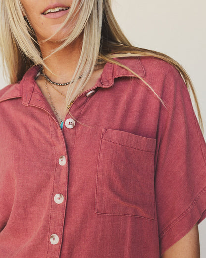 Pure Soul Linen Top - Boho Red