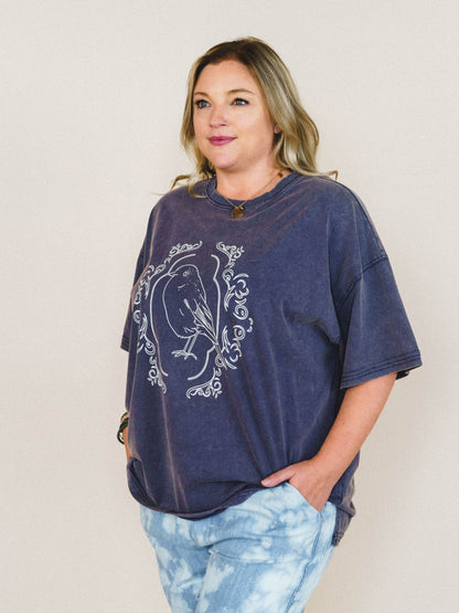 Bird Song Tee - Ash Navy
