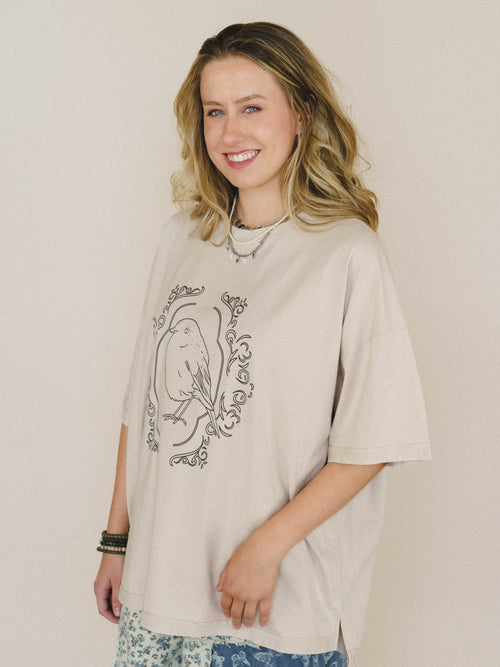 Bird Song Tee - Khaki