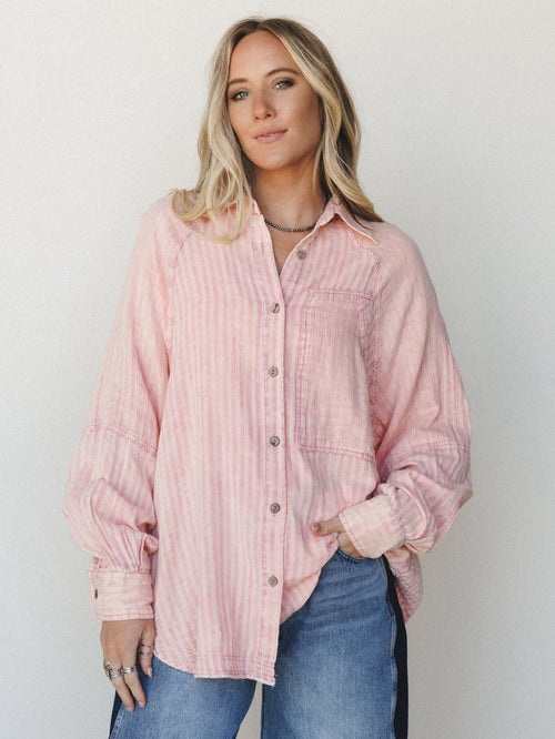 Sun Flare Striped Top - Apricot