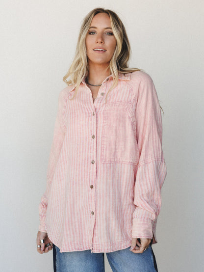 Sun Flare Striped Top - Apricot