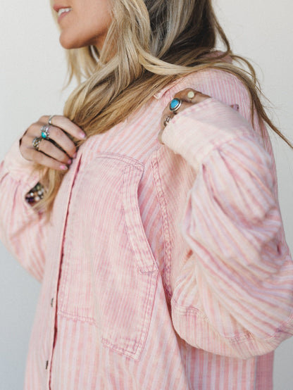 Sun Flare Striped Top - Apricot