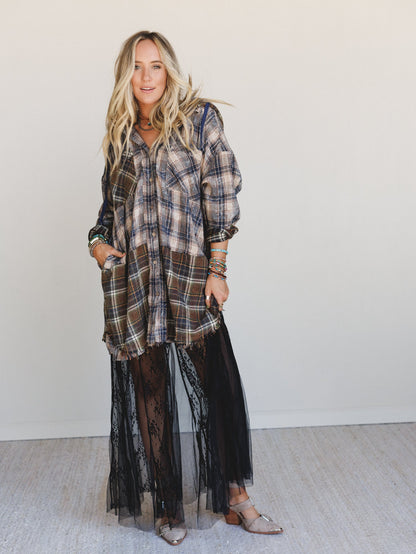 Driftwood Plaid Top - Navy