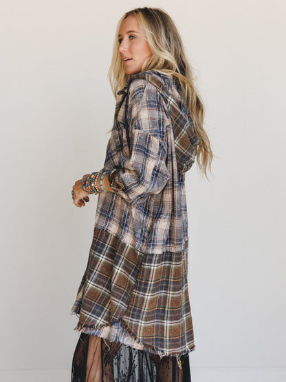 Driftwood Plaid Top - Navy