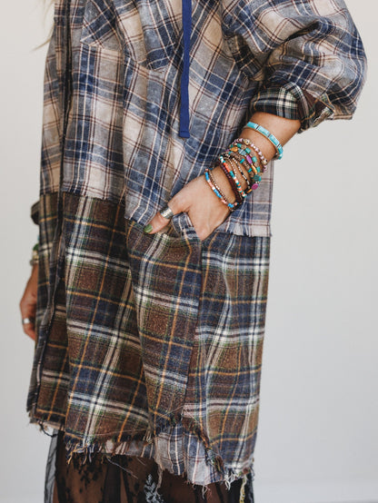 Driftwood Plaid Top - Navy