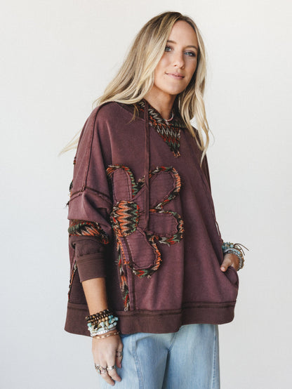 Patchwork Poppy Sweater  - Brown