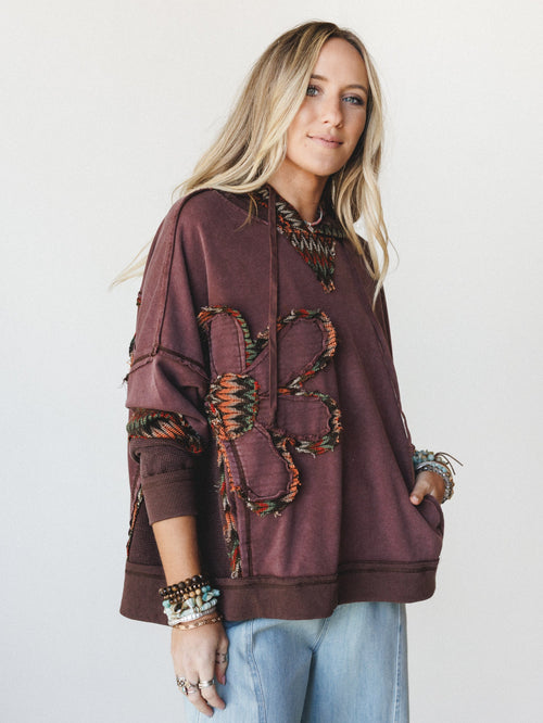 Patchwork Poppy Sweater  - Brown