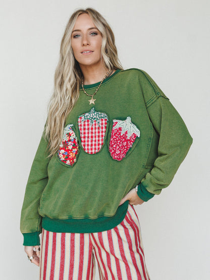 Strawberry Fields Pullover - Juniper Green