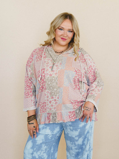 Cassia Floral Bloom Top - Khaki