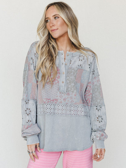 Life in Florals Tee - Light Ash