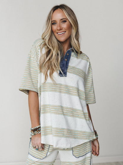 Clementine Collared Tee - Olive
