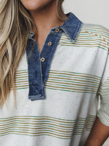 Clementine Collared Tee - Olive