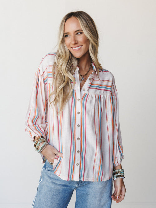 Just like Sunshine Striped Blouse
 - Natural