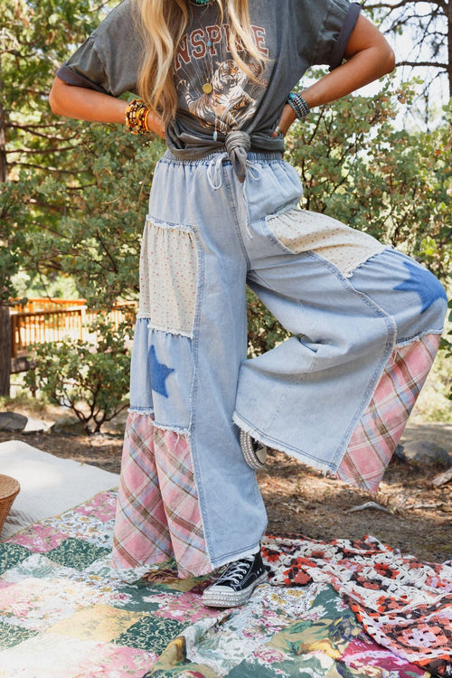 Coastal Chill Wide Leg Pants - Denim Multi