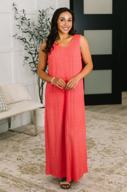 Hazel Blues® |  Everything She Wants Sleeveless Maxi Dress in Coral