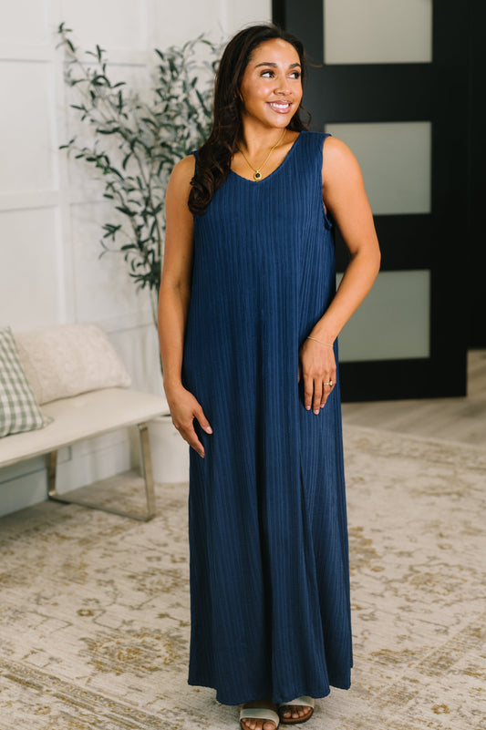 Hazel Blues® |  Everything She Wants Sleeveless Maxi Dress in Navy