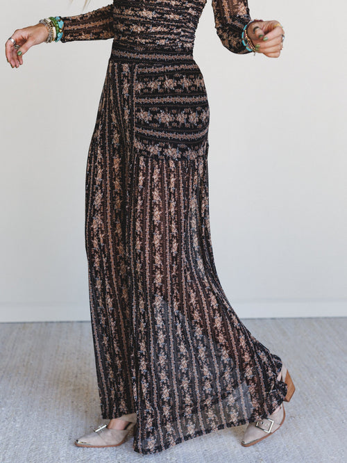 Drift Mode Floral Print Pants - Black