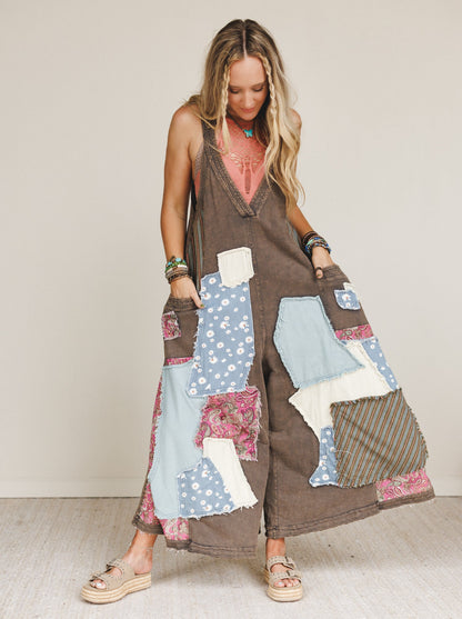 Garden Drift Wide Leg Jumpsuit - Charcoal