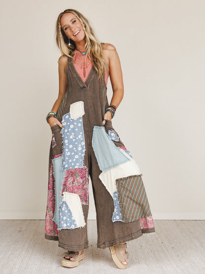 Garden Drift Wide Leg Jumpsuit - Charcoal