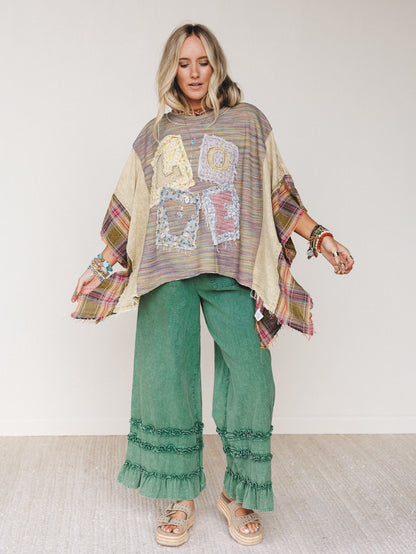 Soft Heart Patchwork Top - Olive