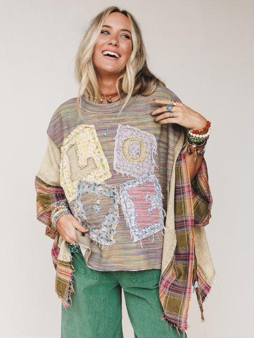 Soft Heart Patchwork Top - Olive