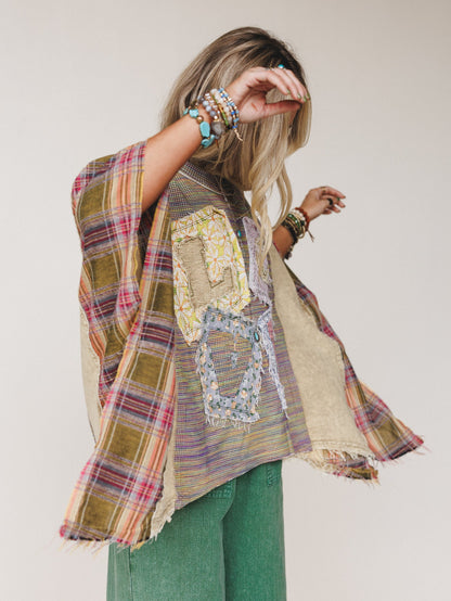 Soft Heart Patchwork Top - Olive