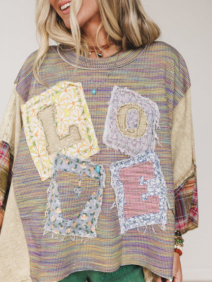 Soft Heart Patchwork Top - Olive