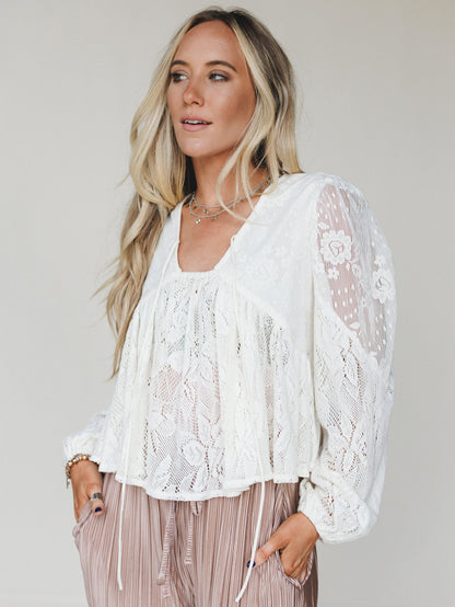 Prairie Mirage Babydoll Top - Cream