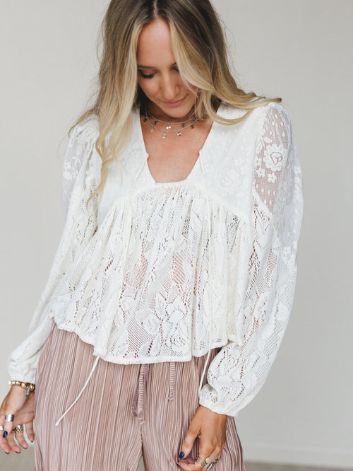 Prairie Mirage Babydoll Top - Cream