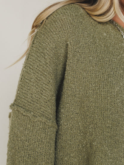 Folk Tale Color Block Sweater - Olive