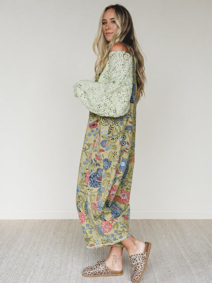 High Hopes Flower Printed Overalls - Sage