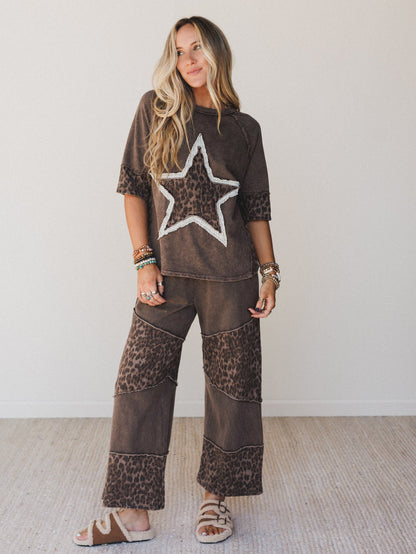 Cosmic Drift Patchwork Top - Brown