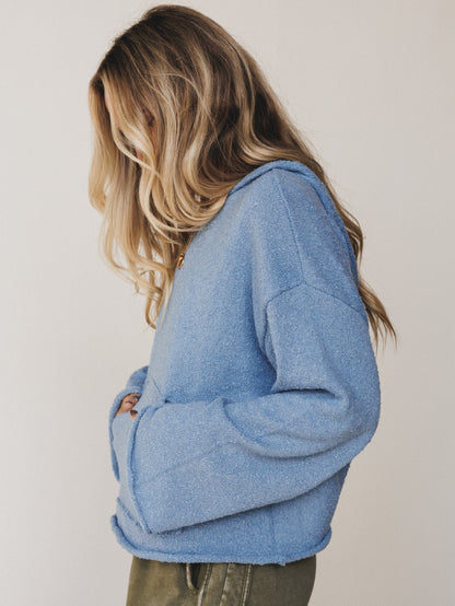 Charlie Textured Oversized Hoodie  - Blue