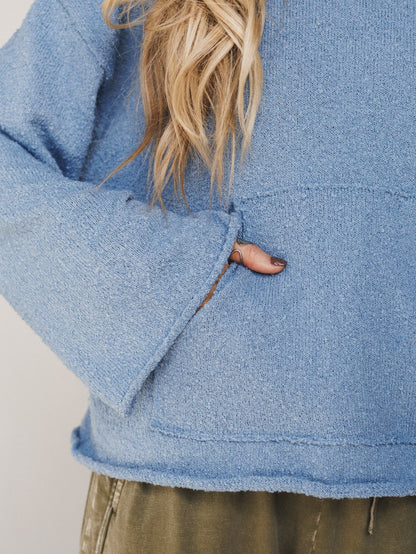 Charlie Textured Oversized Hoodie  - Blue