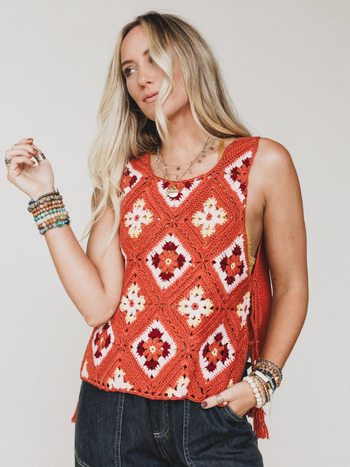 Boho Crush Crochet Top - Rust