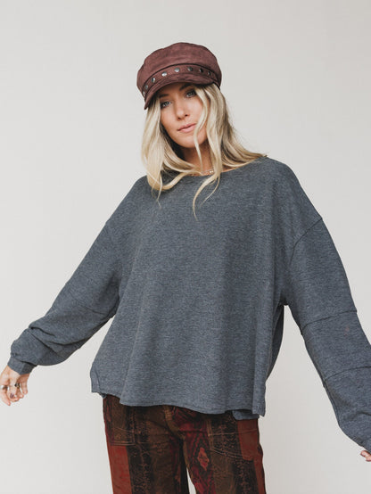 The Nest Essential Sweater Top - Charcoal