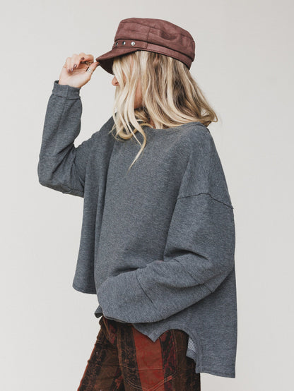 The Nest Essential Sweater Top - Charcoal